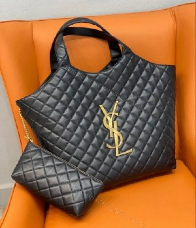 First Copy YSL Ladies Quilted Tote Bag With Matching Pouch Premium Handbag — view 1