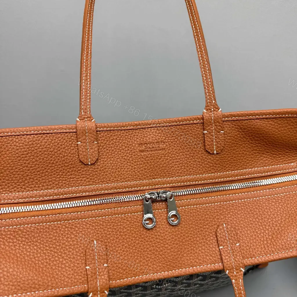 View 6 of Structured Pattern Carry-All: Leather Trim, Monogram Style Bag