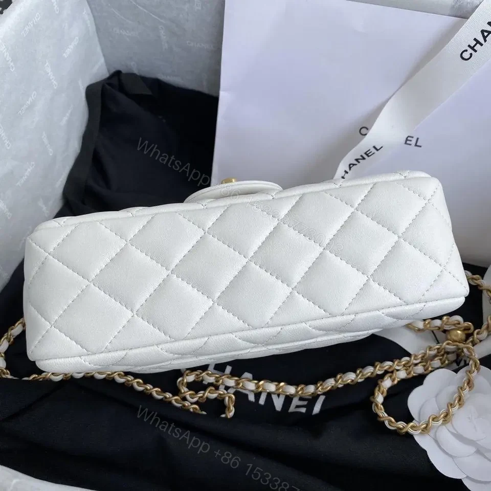 View 4 of Chanel White Pearl Crush Mini Flap Bag