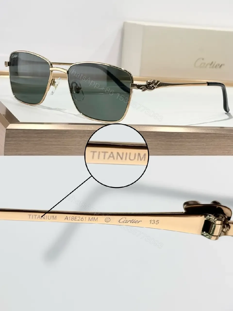 View 6 of Lux Titanium-Frame Sunglasses with Cartier Detailing