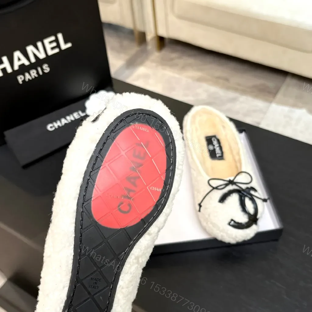 View 6 of Ivory Knit Slippers: Luxe Slip-On with Faux Fur Lining