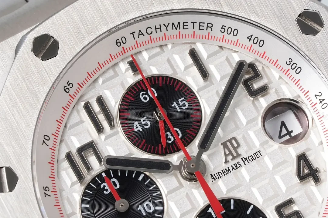 View 4 of JF Factory Audemars Piguet Royal Oak Offshore Stainless Steel Bracelet Watch with Exclusive 4404 Chronograph Movement – Silver Dial, Black Sub-dials