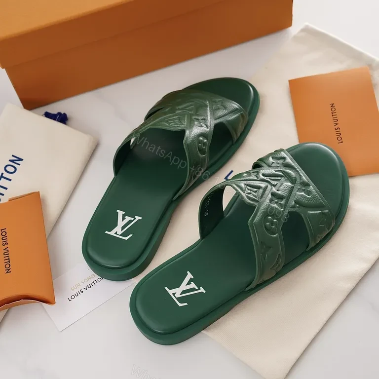 View 2 of Emerald Luxe Embossed Slides â€“ Urban Comfort Footwear