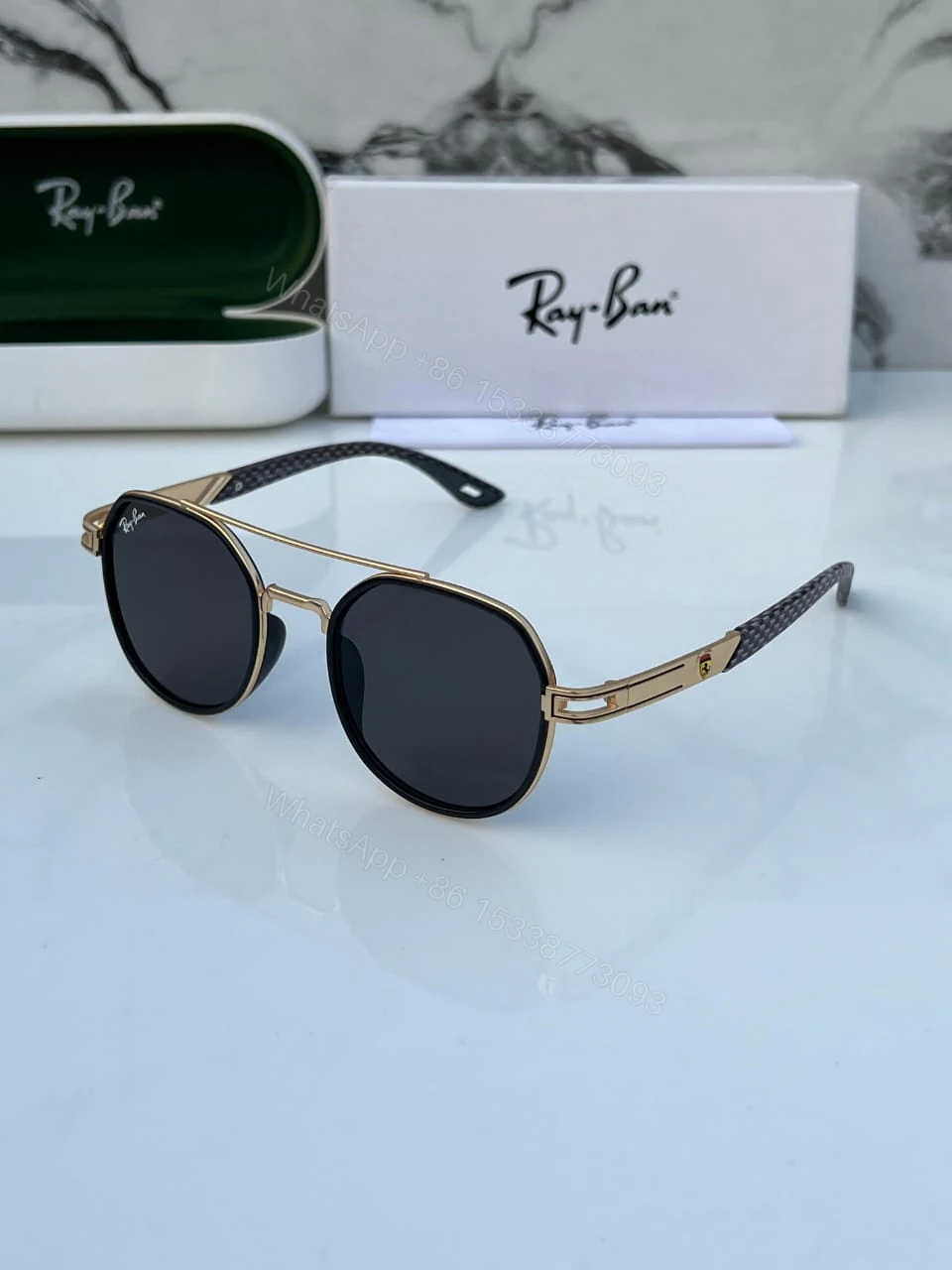 View 7 of Ray-Ban Aviator Gold-Black Sunglasses