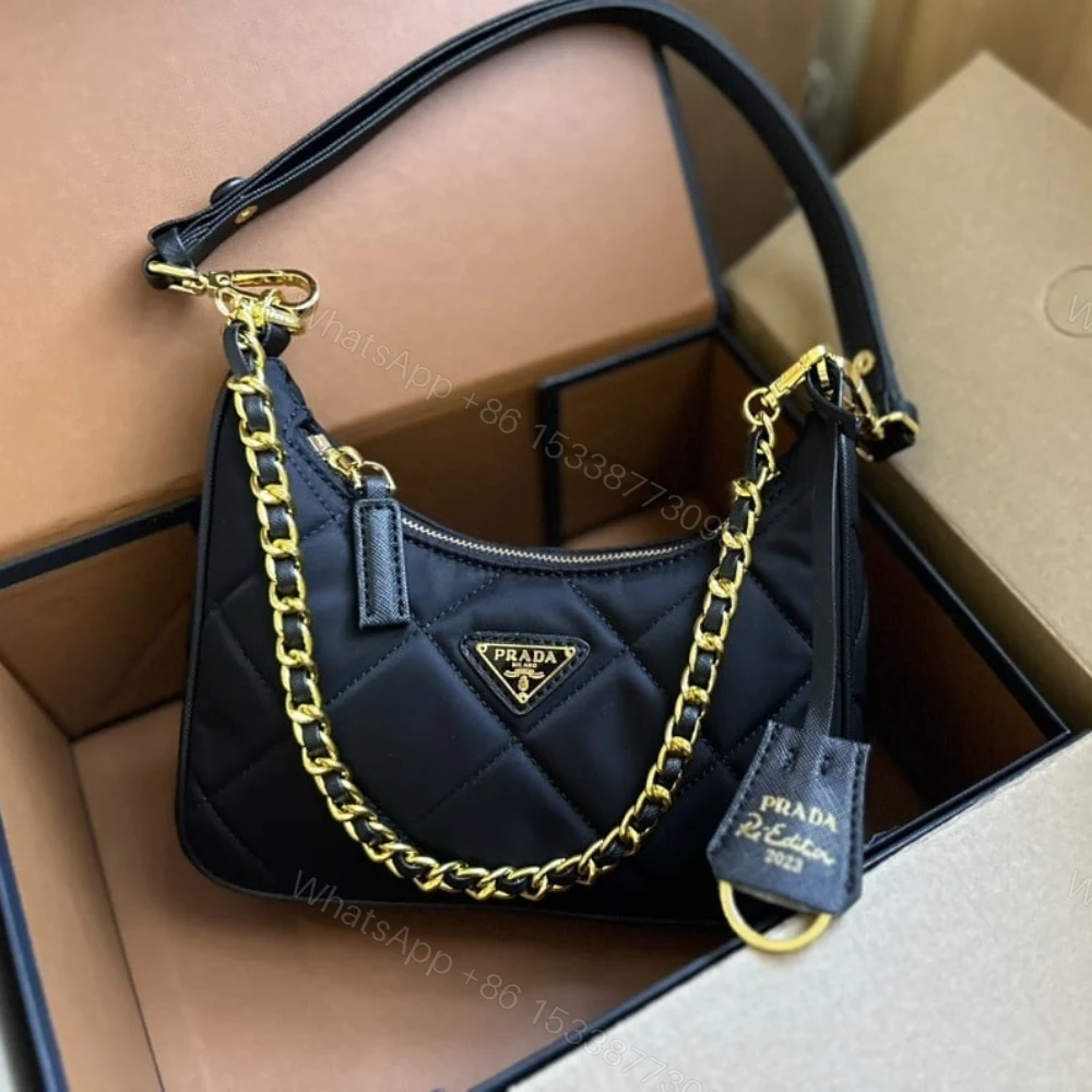 View 2 of Prada Re Edition 1995 Chaîne Re Nylon Mini Bag Black 22Cm 1BC204 2AOS F0002 V QOO
