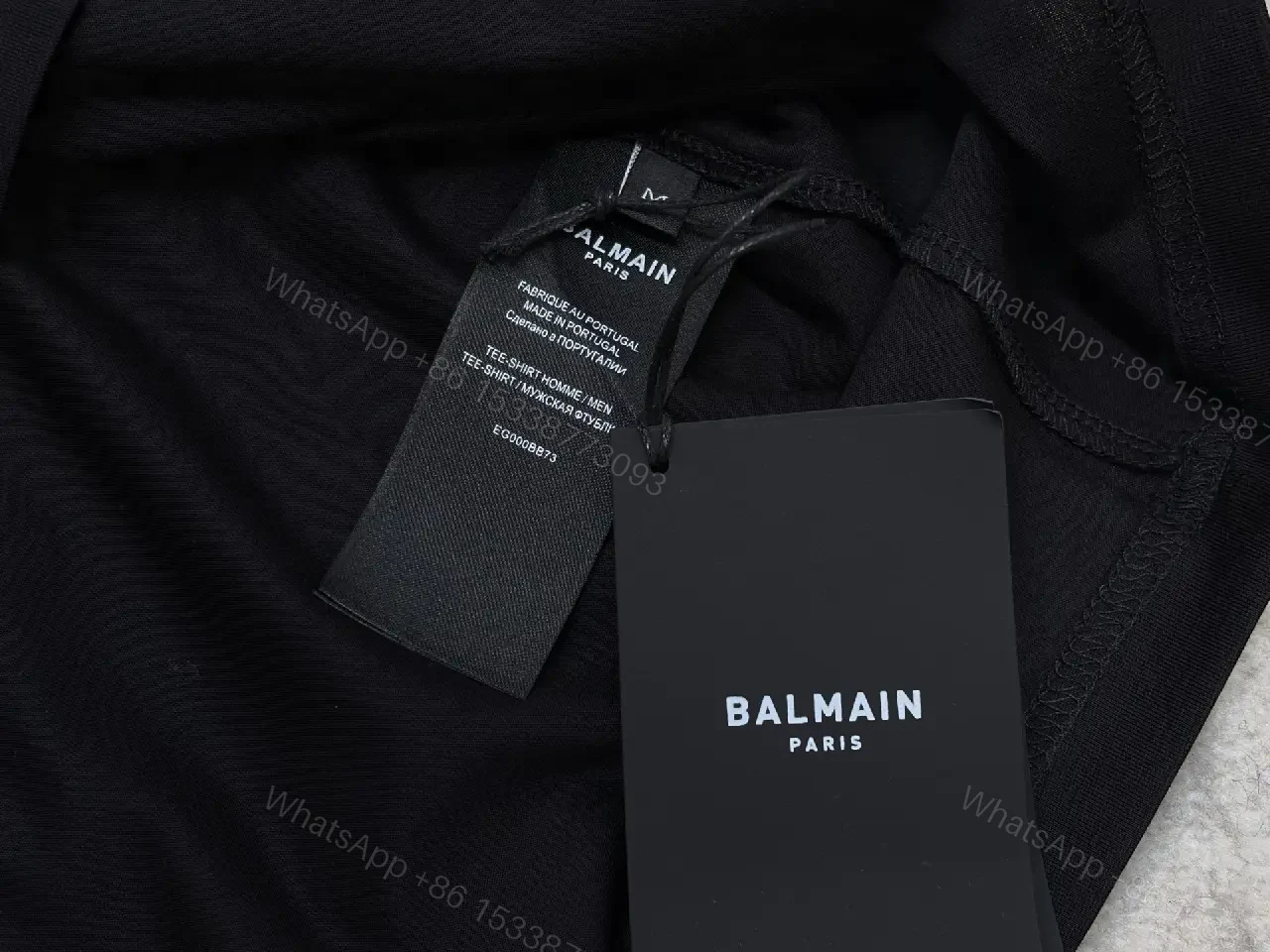 View 5 of Black Cotton Tee + Oversized Logo + Streetwear + Balmain-inspired Graphic + T-Shirt