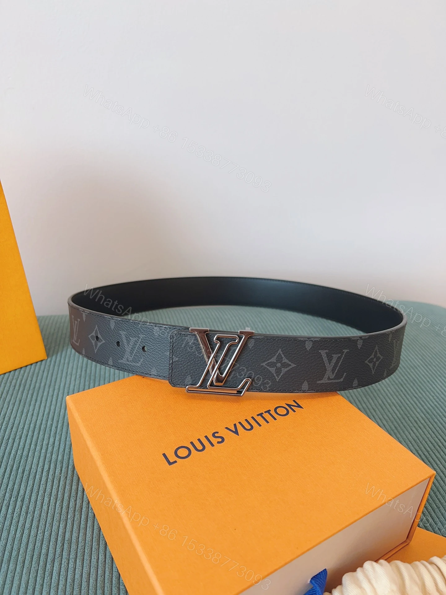 LV 高仿 Monogram Eclipse皮帶 黑扣 — view 1