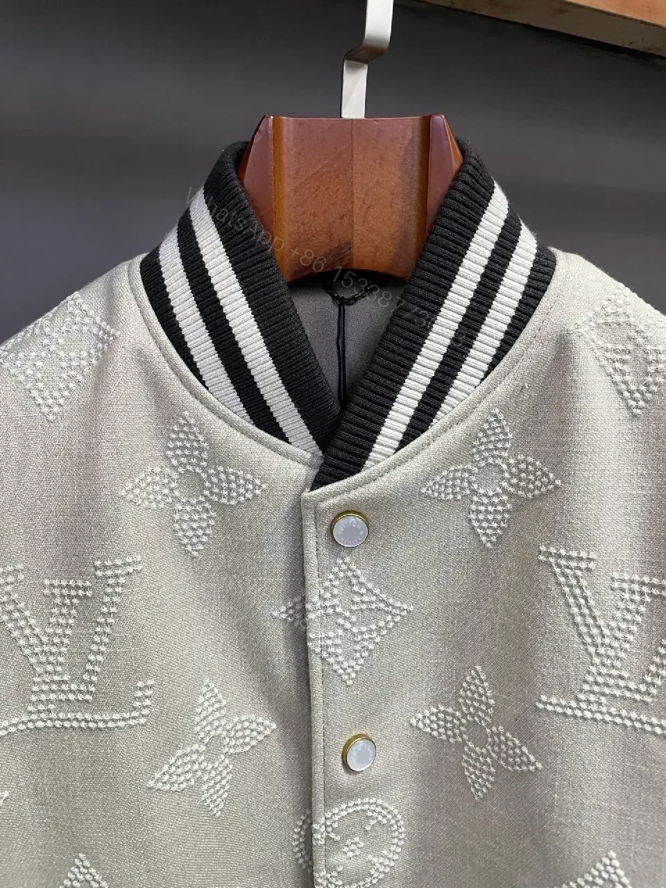View 6 of Textured Monogram Varsity Jacket: Modern Luxury, All-Day Comfort