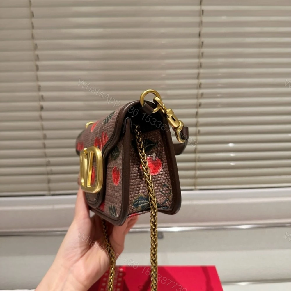 View 5 of VALENTINO GARAVANI LOCÒ CHERRYFIC MOTIF SMALL SHOULDER BAG BROWN 20CM