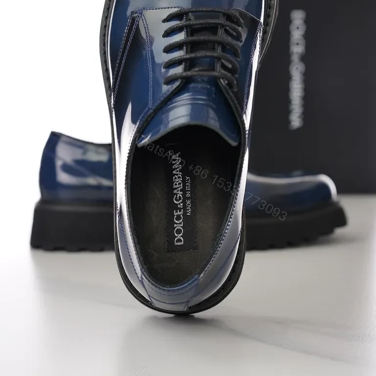 View 6 of Navy Patent Oxford with Rugged Platform Sole: Luxury Edition Dress Shoe