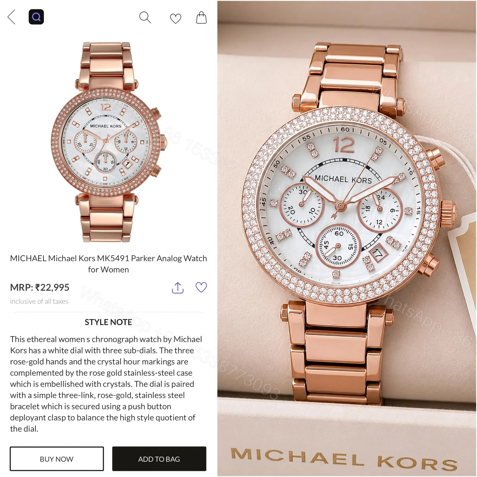 View 4 of Michael Kors Parker MK5491 Rose Gold Chronograph