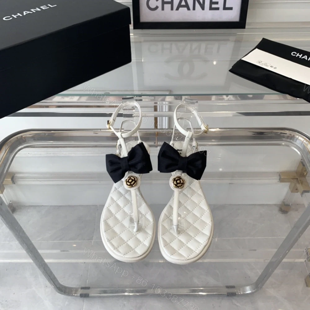 高仿Chanel*24S系列G45535V露趾蝴蝶結涼鞋白色免檢版 — view 1