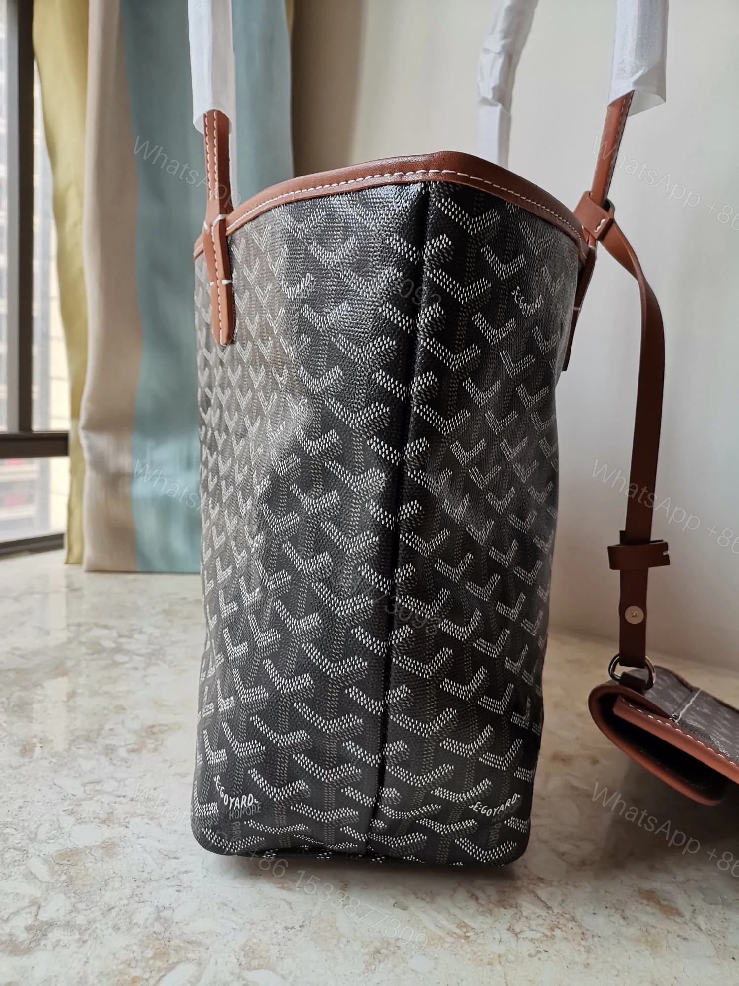View 7 of GOYARD ANJOU PM BAG BLACK TAN 50CM ANJOUSPMLCG03TY01P