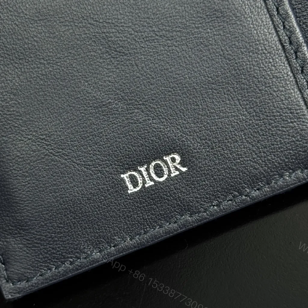 View 3 of Deep Navy Jacquard Cardholder: Luxe Leather Trim, Slim Style