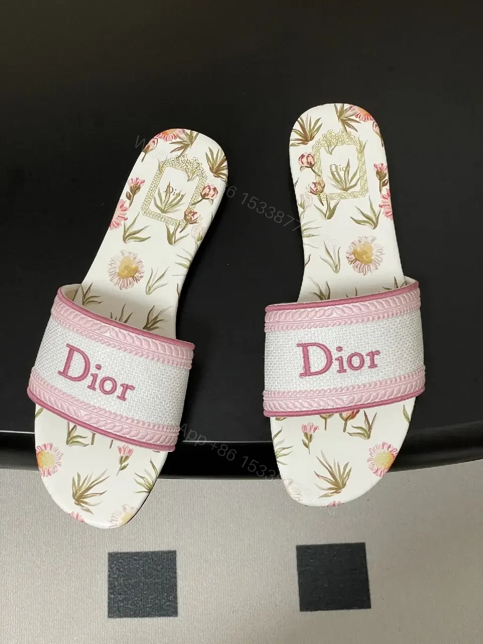 View 6 of Floral-Print Slides with Luxe Strap Comfort Footbed