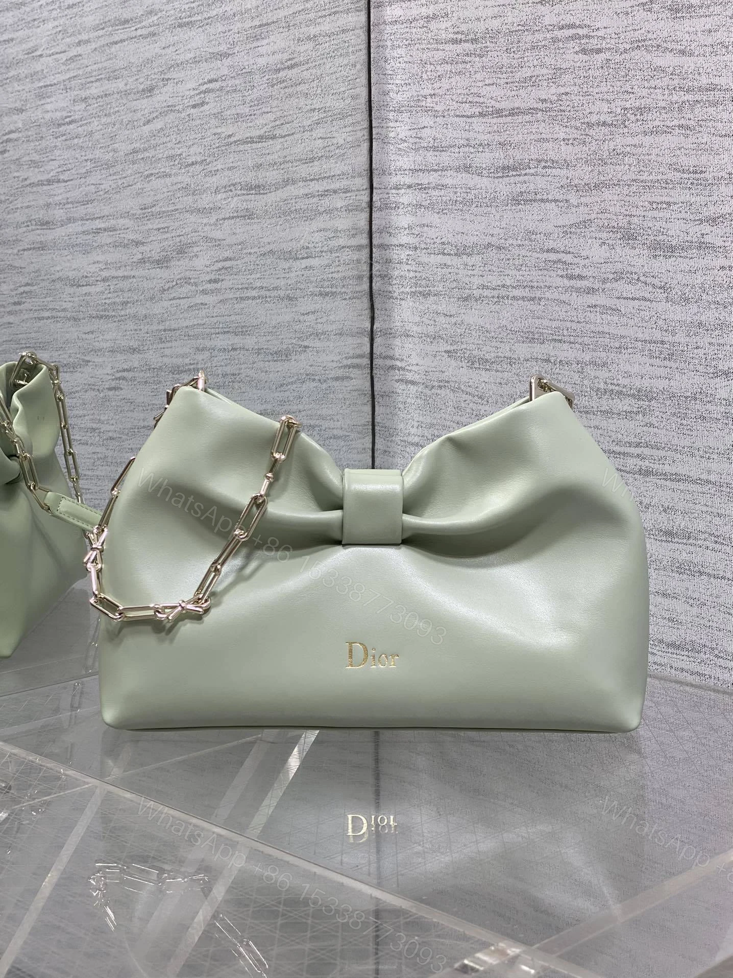 View 2 of Dior Bow Bag Green Lambskin