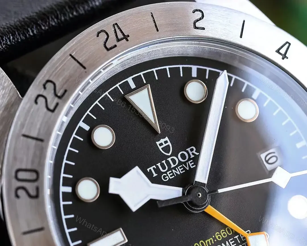 View 5 of Tudor Qichen GMT Black Dial 24-Hour Bezel Leather Strap Premium 42MM TUDOR-BB-GMT-42-BLK-LEATHER