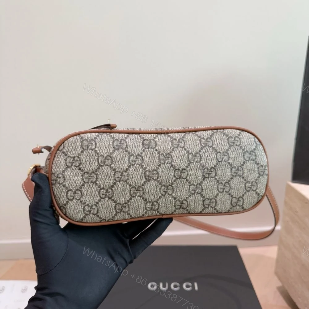 View 6 of Gucci GG Emblem Small Shoulder Bag Beige And Dark Brown 25Cm 847281 FAEUC 9758