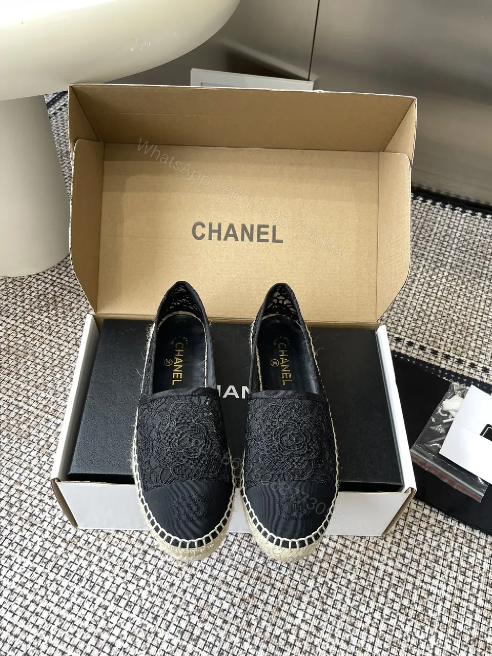 View 4 of Lace-Detail Espadrille: Chic Comfort in Black