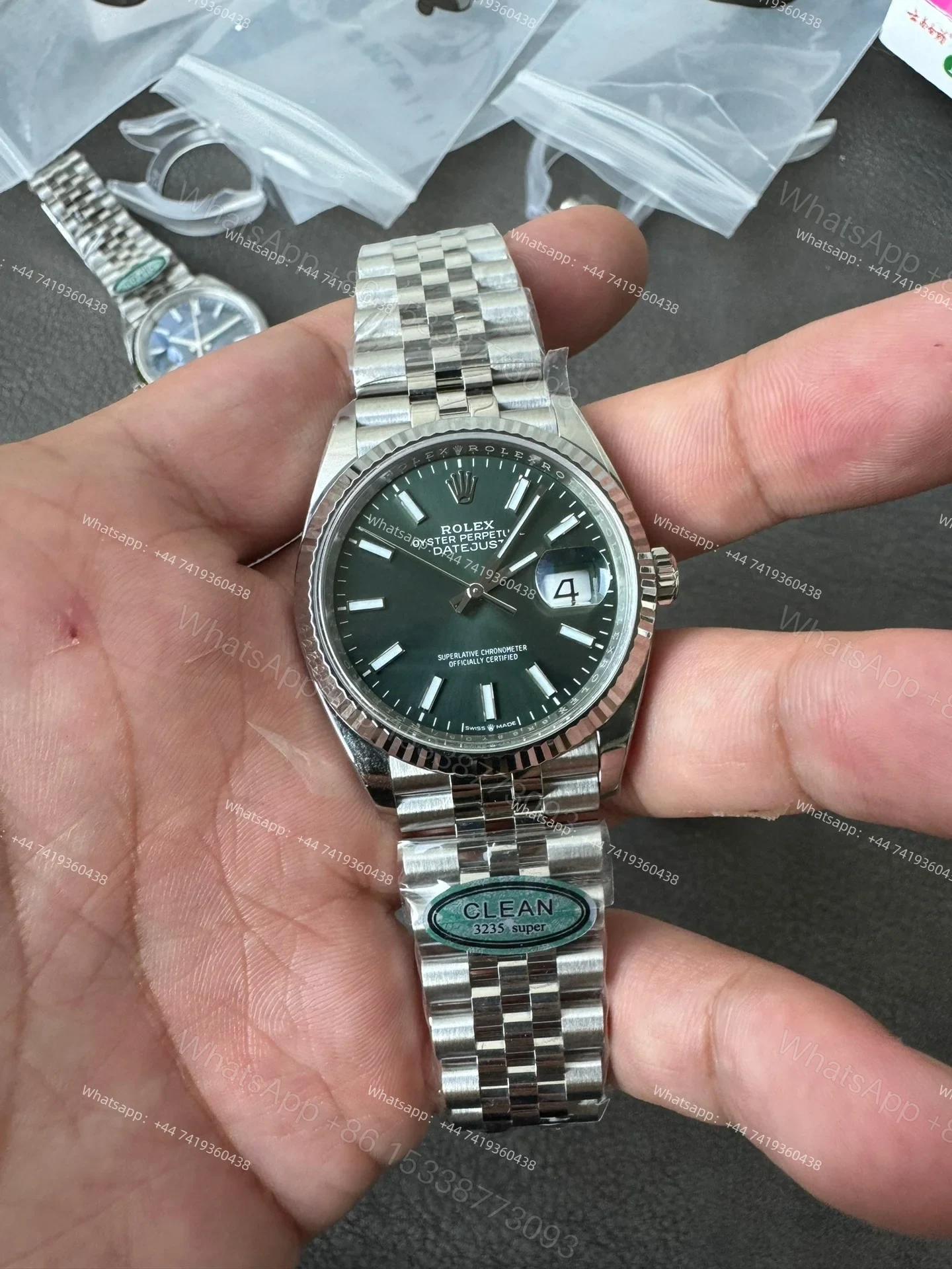 View 2 of Rolex Datejust M126334-0051 Green Dial 1:1 Replica Jubilee 36MM 3235 Movement Super Clone Watch