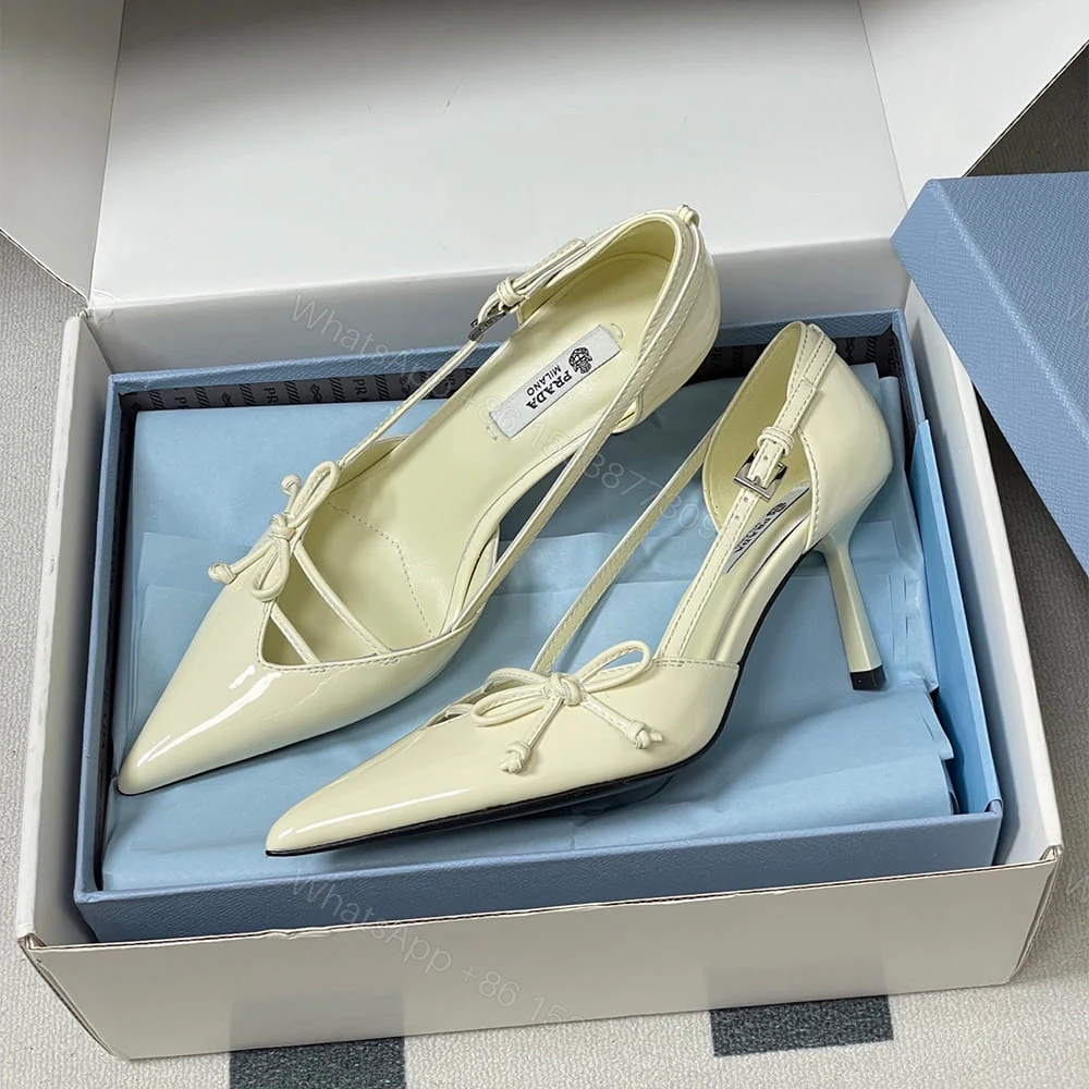 View 4 of Prada Open-side leather pumps