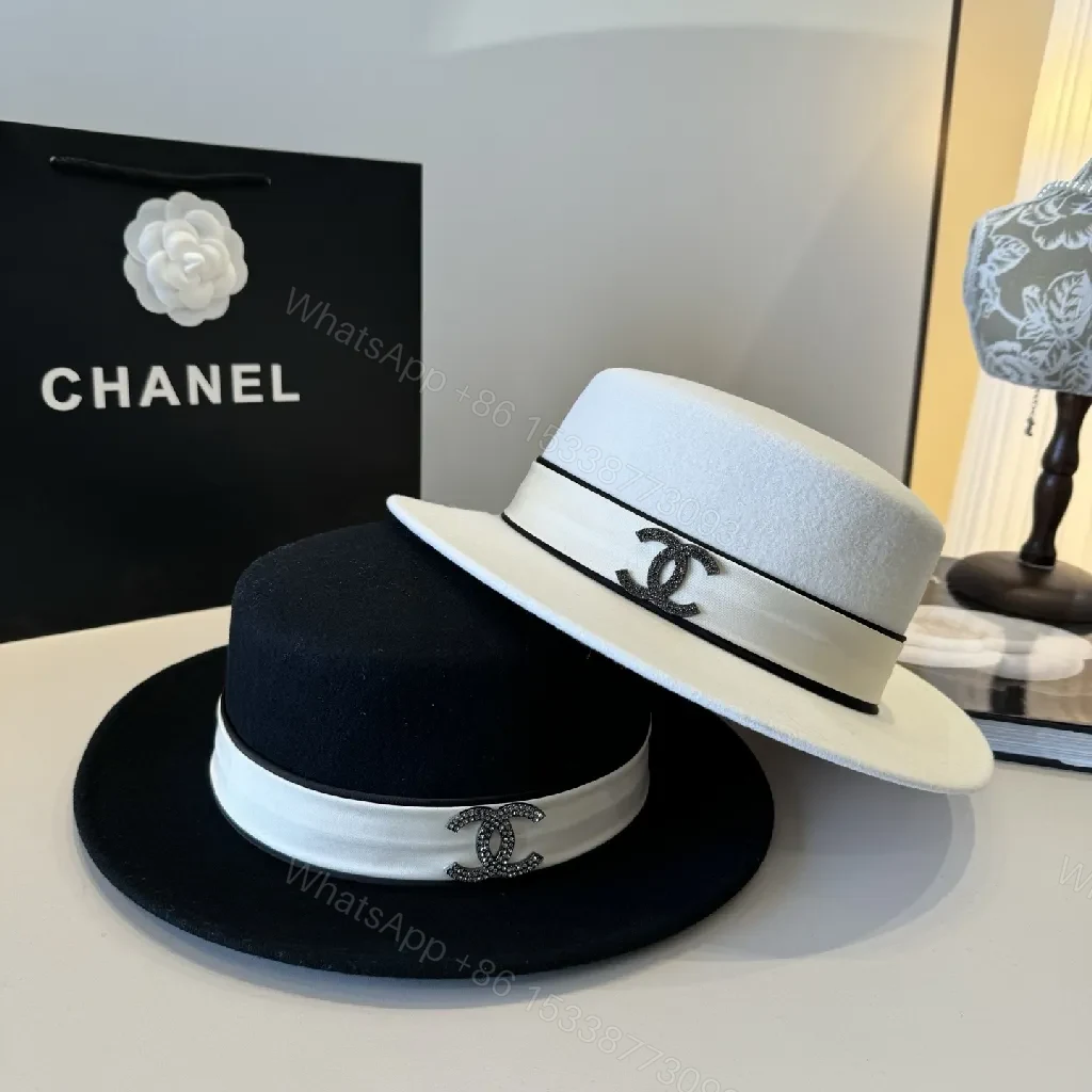 View 2 of Black Felt Fedora with White Satin Band – Designer-Inspired Fedora