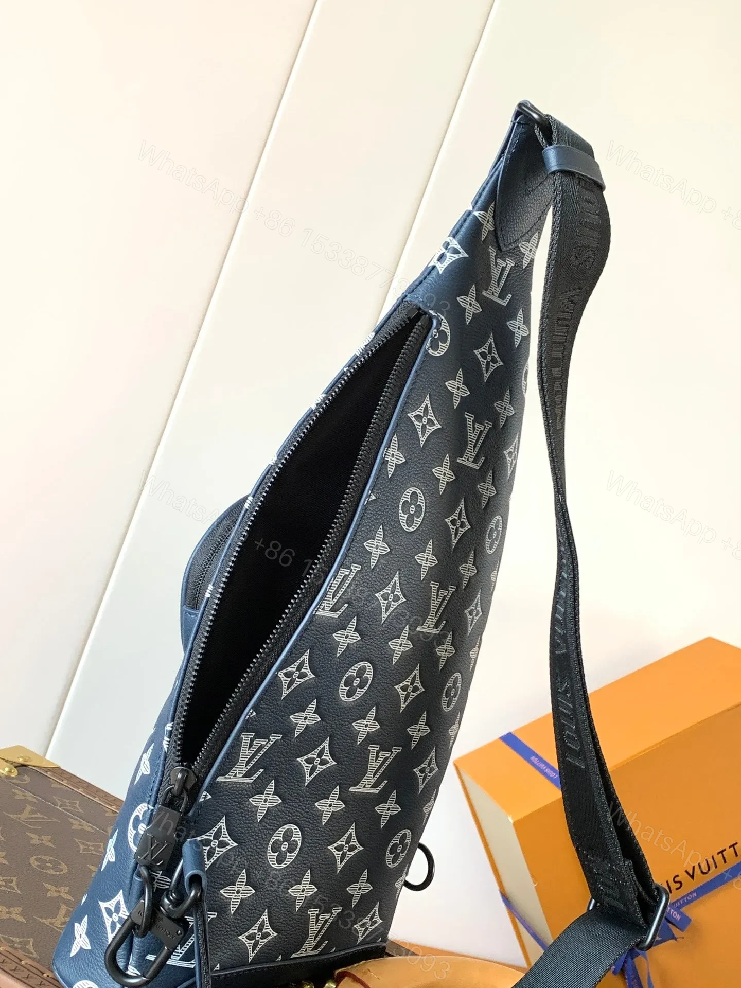 View 2 of LV DUO CROSSBAG BAG 42 IN BLUE AND WHITE MONOGRAM SHADOW COWHIDE
