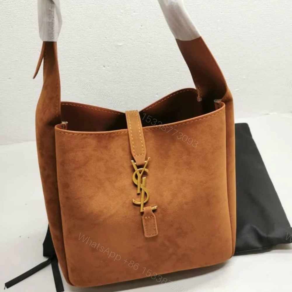 View 4 of Saint Laurent Le 5 À 7 Supple In Suede Golden Brown 24Cm