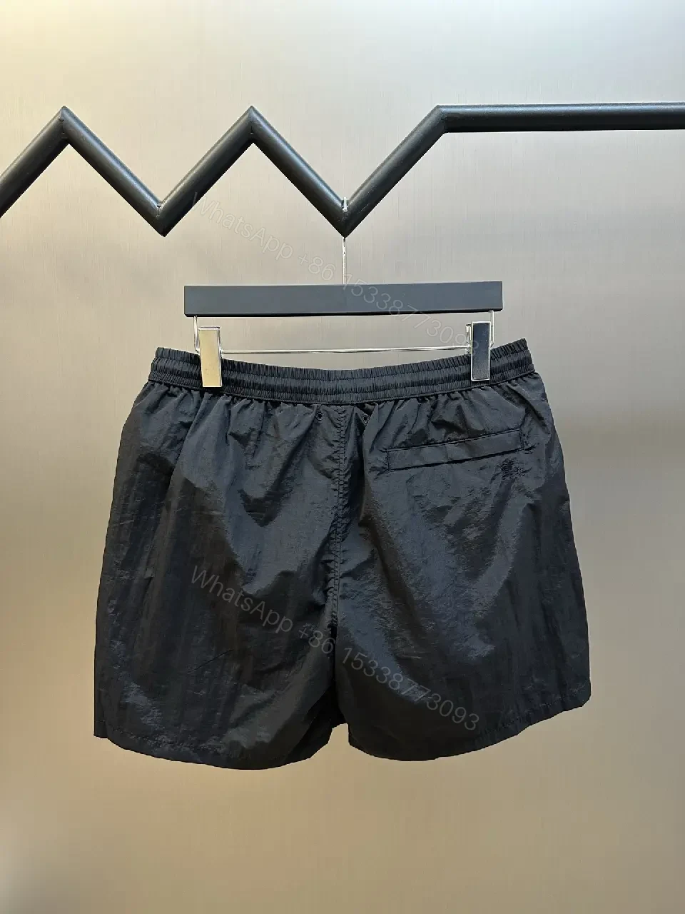 View 11 of Black Nylon Shorts Burberry Plaid Side Stripes Casual Elastic Waist Shorts