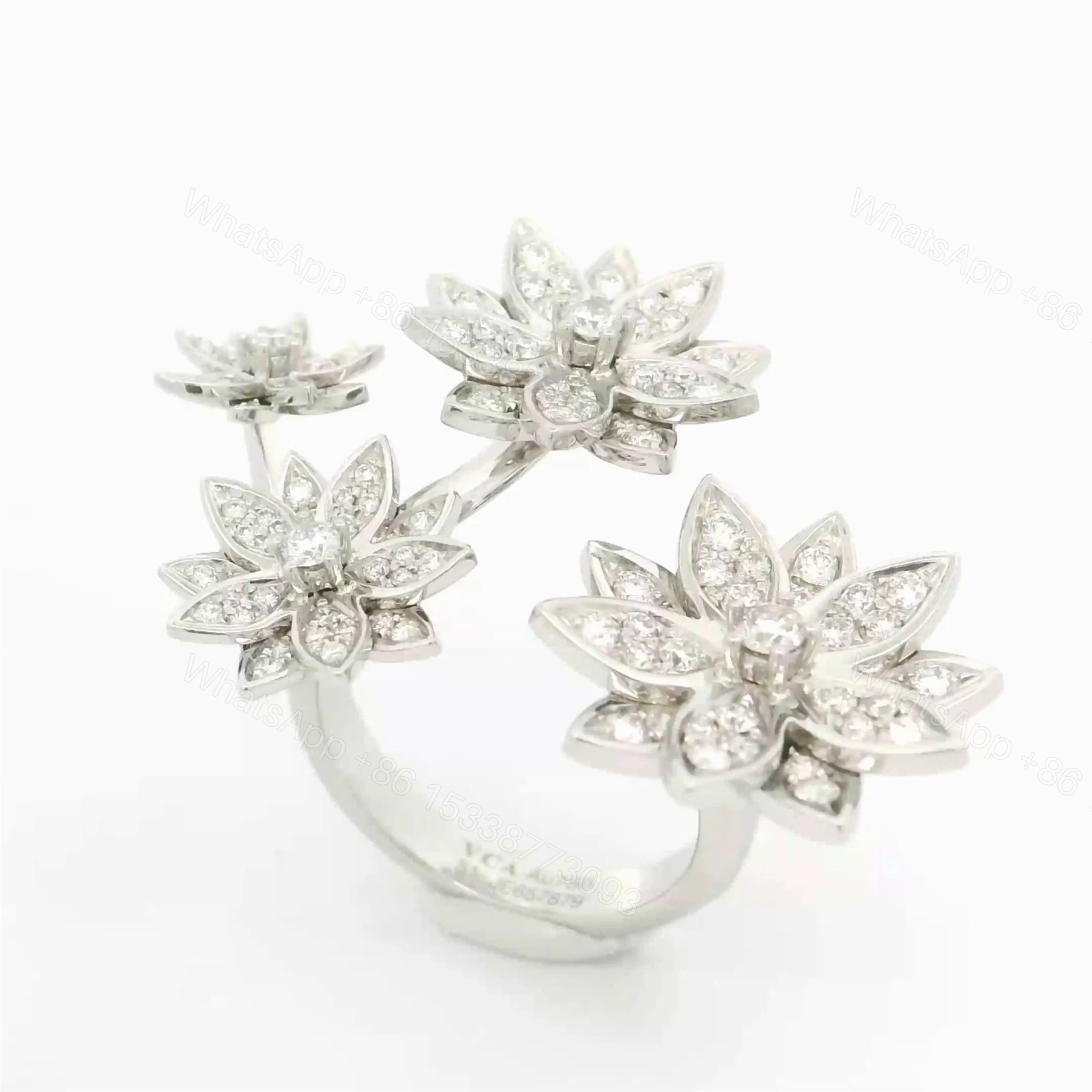 View 3 of 18K Gold VCA 4 Flowers Lotur Diamond Ring