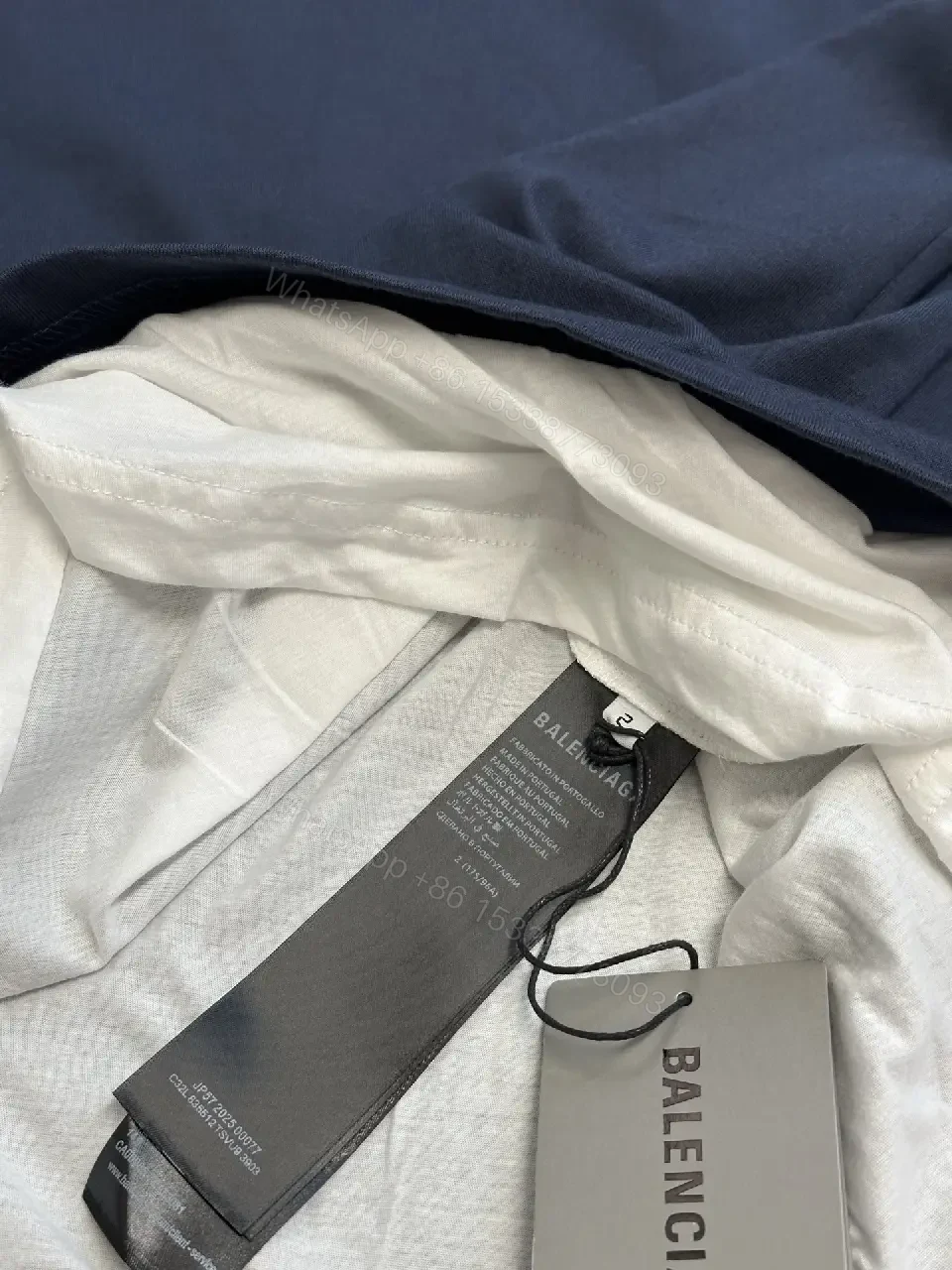 View 11 of Navy Cotton Oversized Tee with Balenciaga Logo Feature