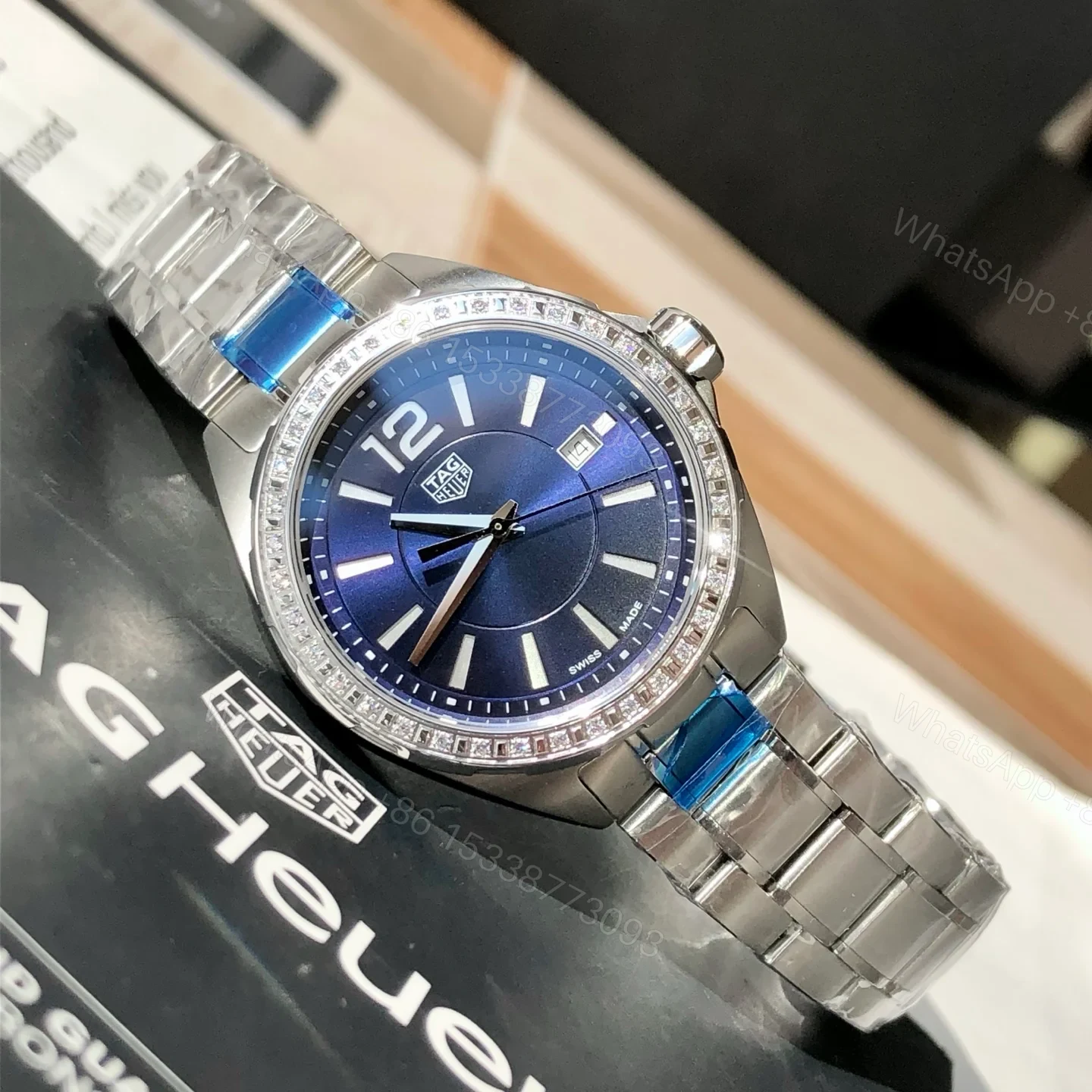 View 7 of TAG Heuer Carrera Women’s Quartz Watch 32MM Deep Blue Dial Leather Strap Premium Edition TAG Heuer Carrera Women’s Quartz Watch 32MM Deep Blue Dial Leather Strap Premium Edition