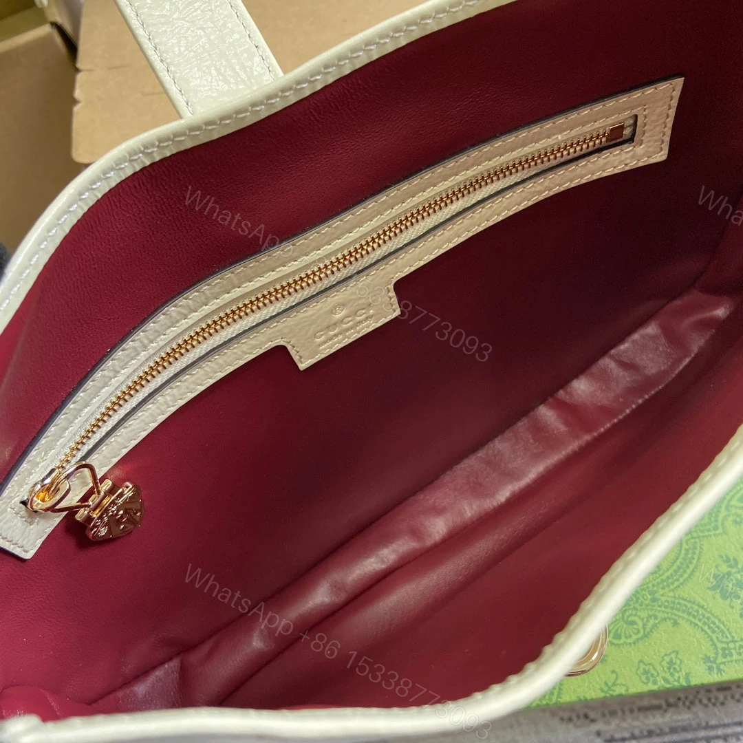 View 8 of JACKIE SMALL SHOULDER BAG 27 IN WHITE CRACKED LACQUER CALFSKIN GOLD HARDWARE
