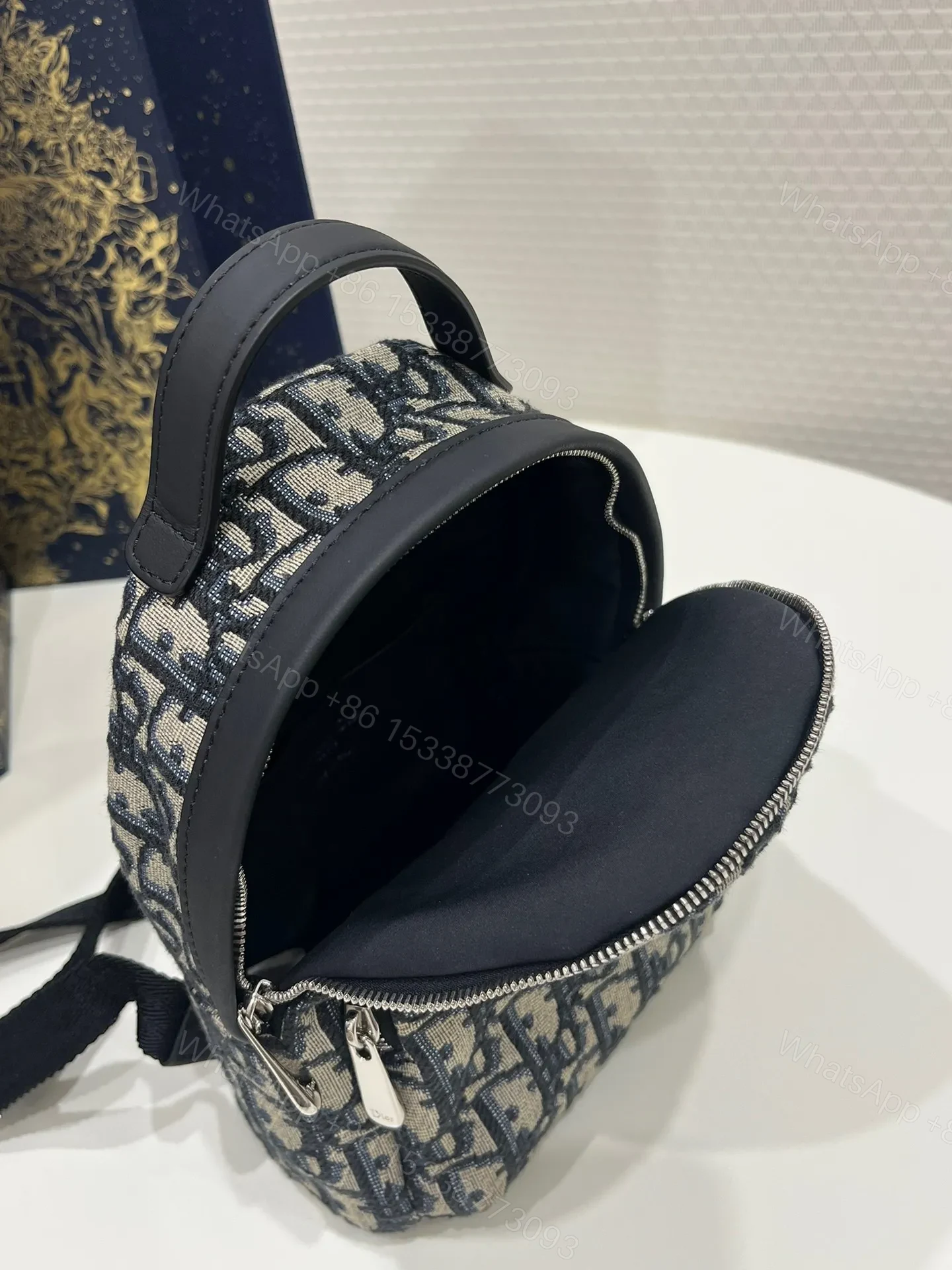 View 6 of Dior Mini High-End Bag – Oblique Pattern Fabric (24x10x16cm)
