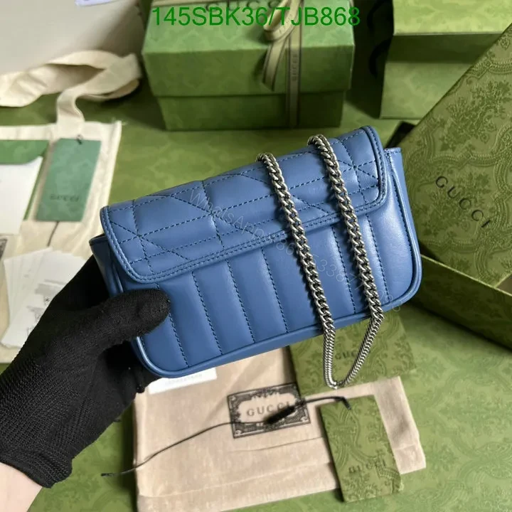 View 31 of Gucci Super Mini Bag in Blue Matelassé Chevron Leather with Silver-Toned Hardware 496474