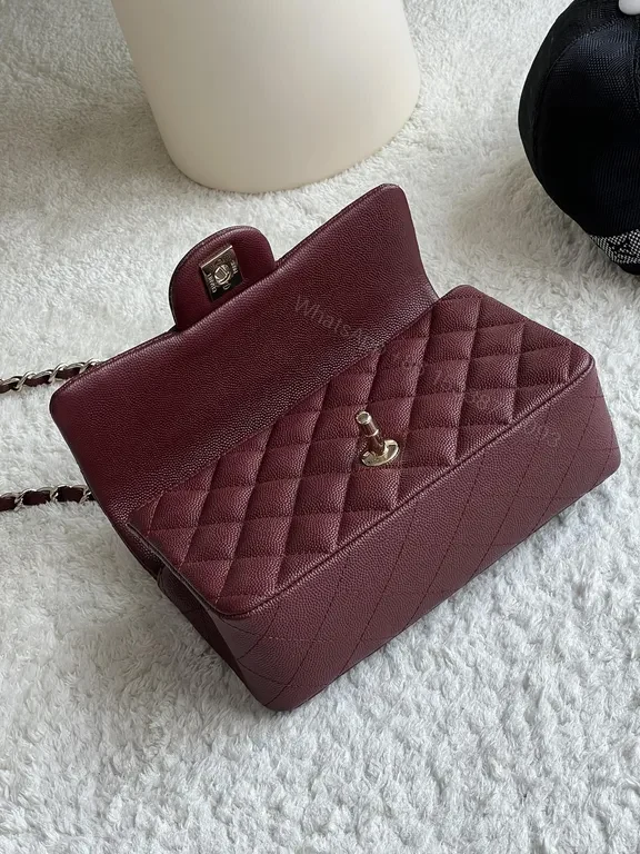View 8 of Chic Burgundy Quilted Crossbody Bag with Chain Strap