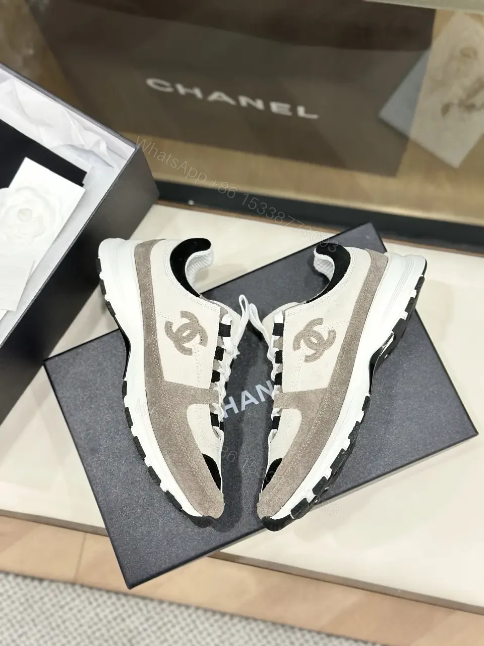 View 2 of Chic High-Top Sneakers: Mixed Texture Luxury Comfort