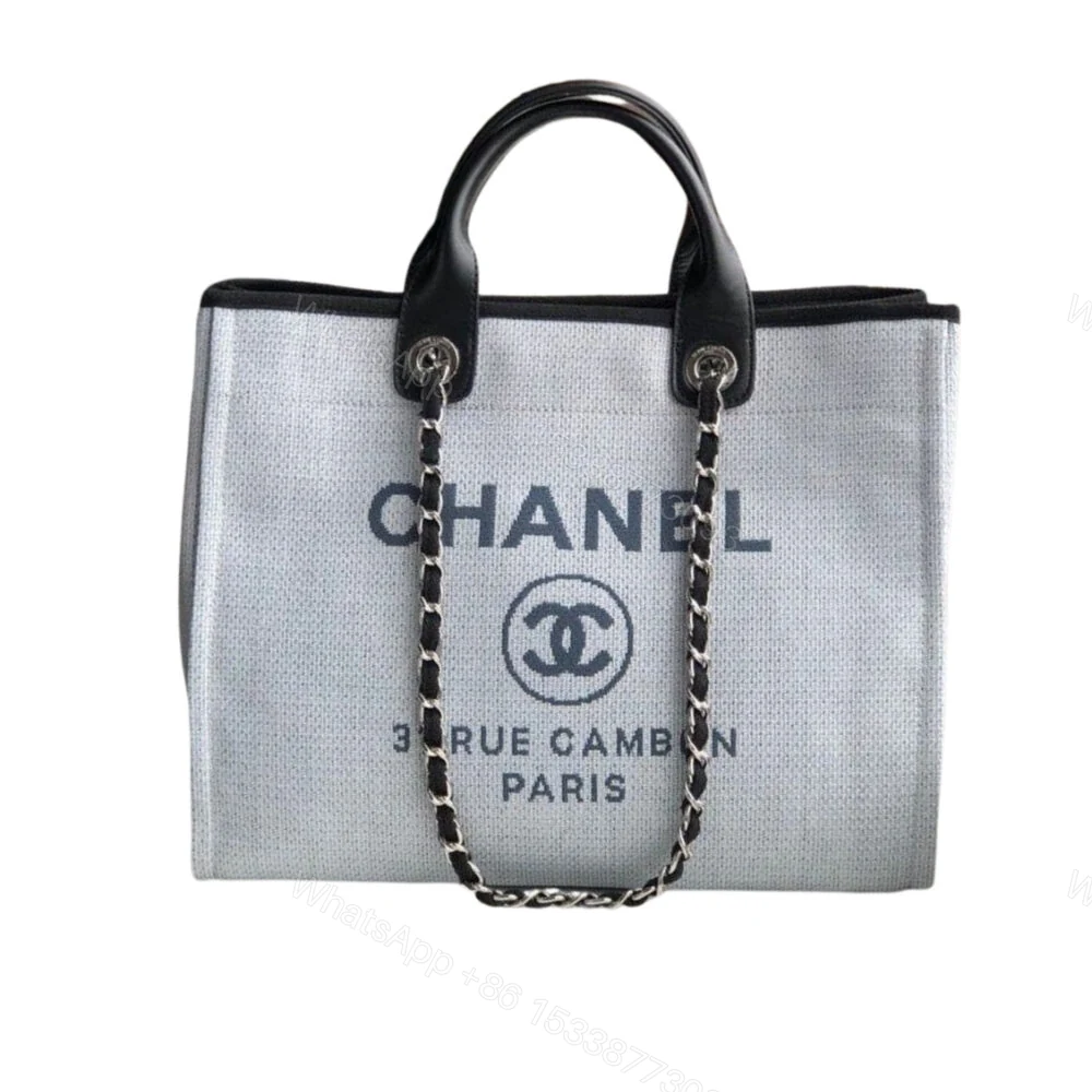 Chanel Deauville Tote White Gray 38cm A66941 — view 1