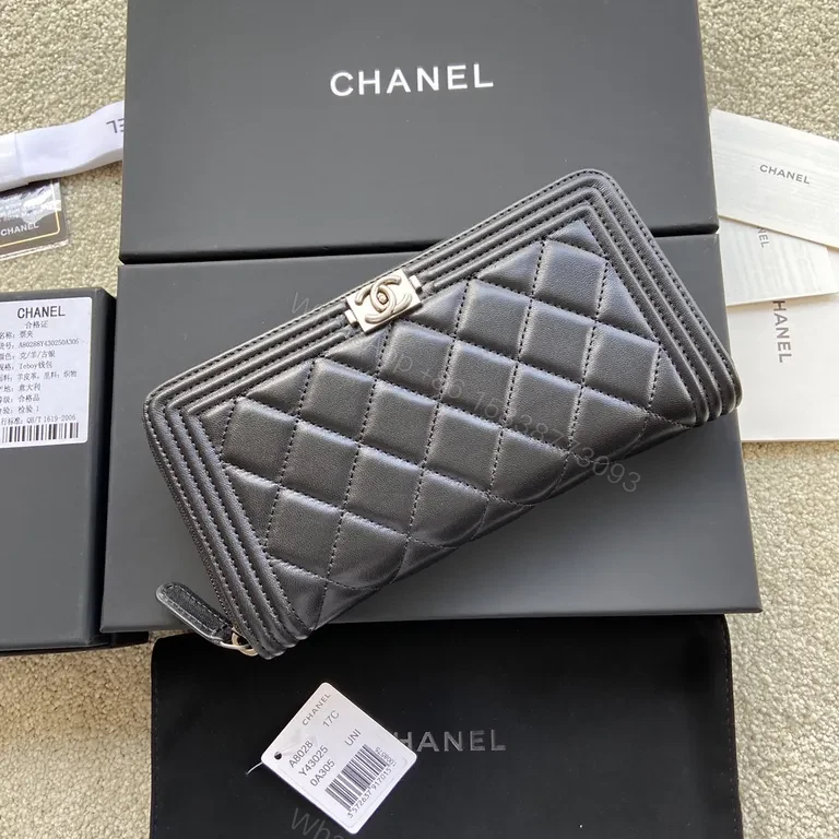 View 8 of Silver CC-Clasp Quilted Lambskin Wallet â€“ Chanel-Inspired Luxury