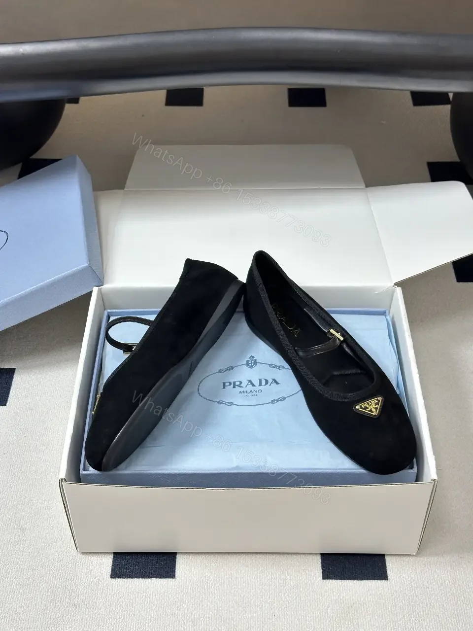 View 3 of Black Velvet Mary Jane Shoes Gold Logo Prada-inspired Classic Comfort Dress Shoes