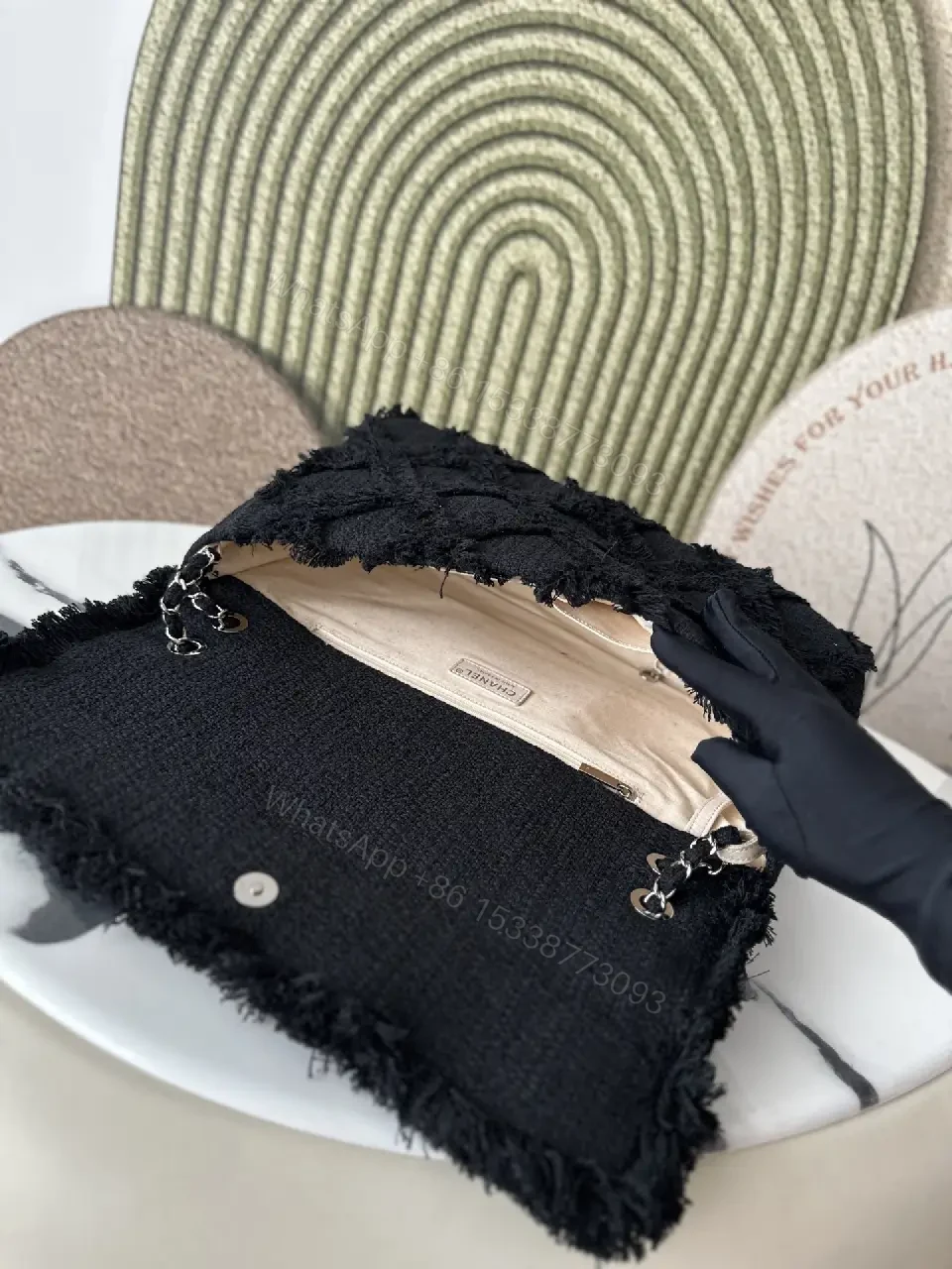View 2 of Black Lace Wallet Clutch — Elegant Evening Compact, Double-C C hardware