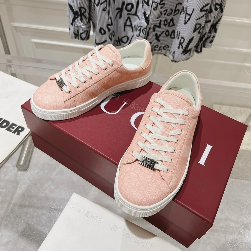 View 2 of Gucci Ace Sneaker With Web Pink 812026 FAD2A 8741