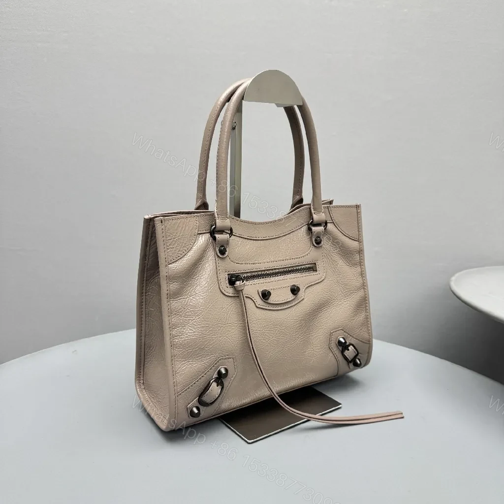 View 6 of Pebbled Leather Tote: City-Chic, Gunmetal Hardware, Crossbody-ready