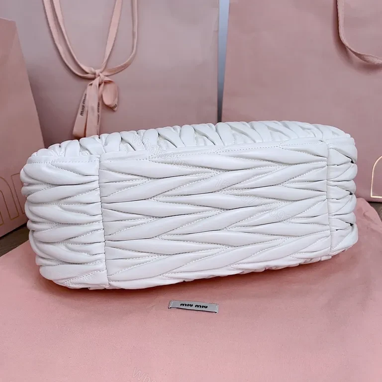 View 4 of Quilted White Leather Bag â€” Top-Handle, Miu Miu-Style Luxury