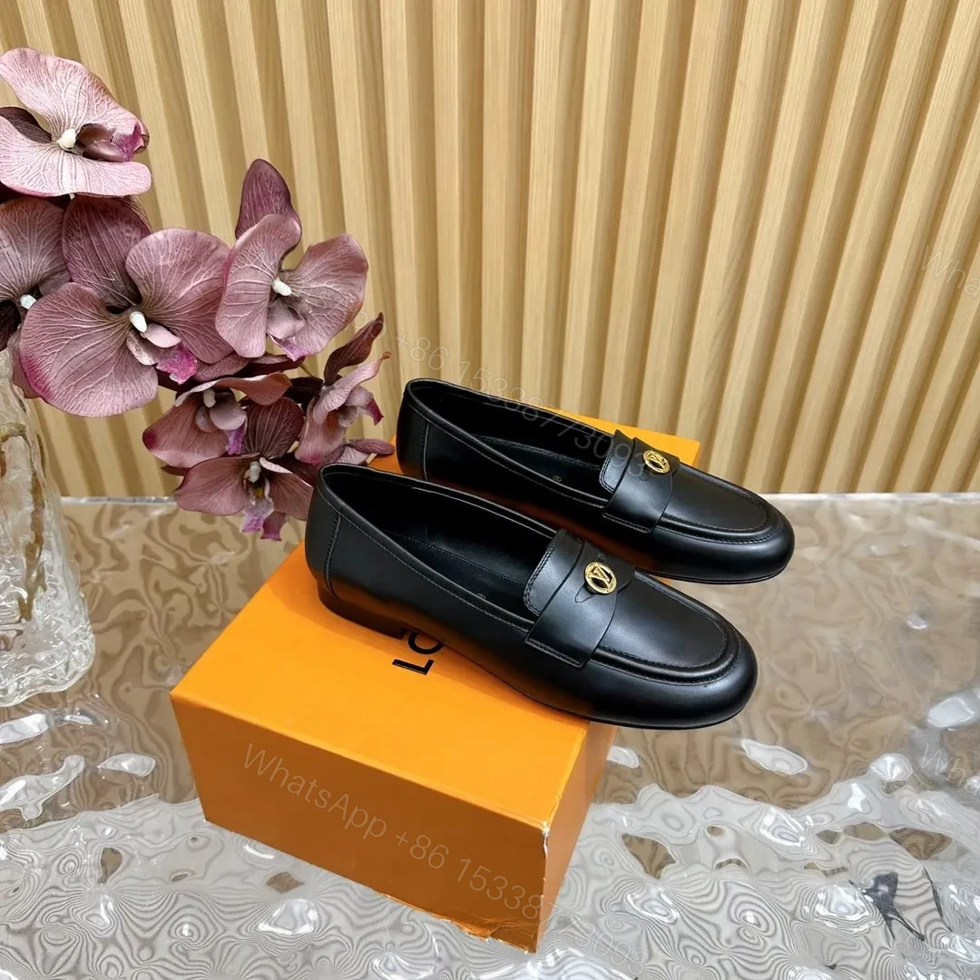 View 3 of LV Women Black Leather Loafers