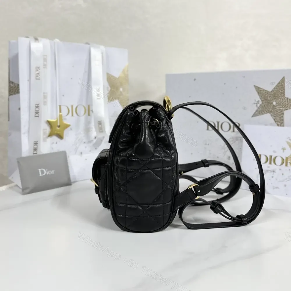 View 3 of 高仿Dior*Caro系列M6302M900小羊皮雙肩包黑色小號免檢版