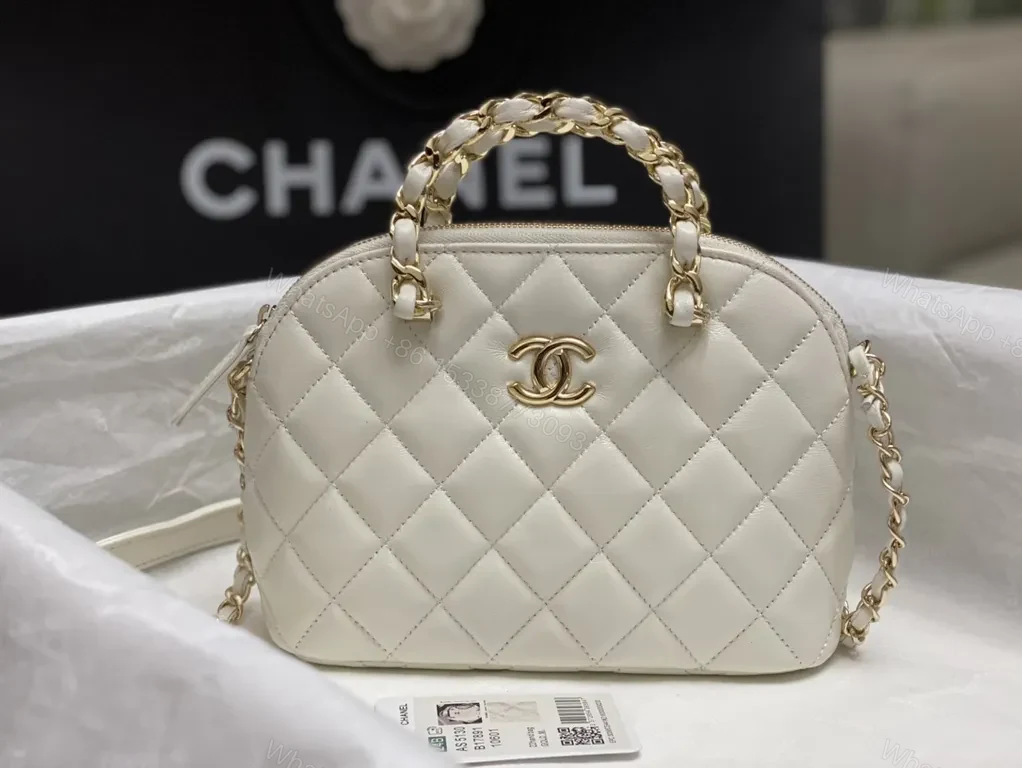 View 2 of Mini Quilted Luxe Mini Bag: Gold Hardware, Top Handle + Chain