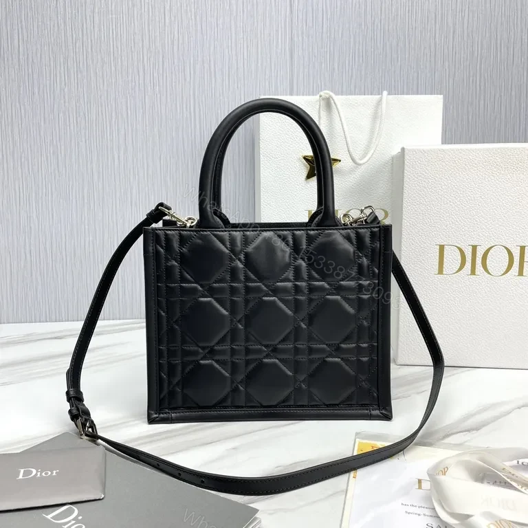 View 8 of Chic Black Quilted Dior-Handbag with Charm