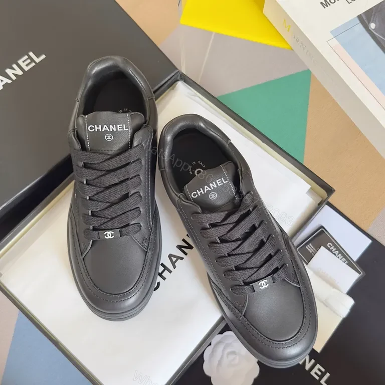 View 5 of Chanel-Inspired Black Leather Sneakers: Discreet Luxury Comfort