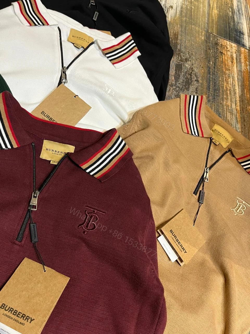 View 13 of FIRST COPY BURBERRY EXCLUSIVE HALF ZIP KNITTED SWEATERS